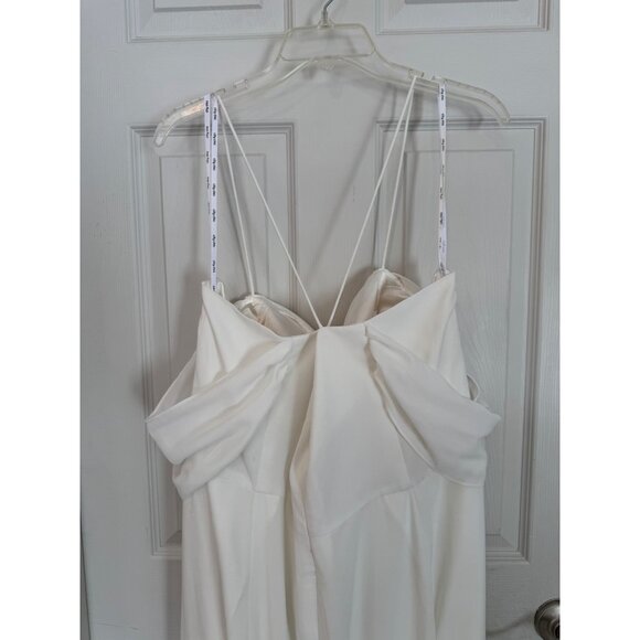 City Chic White Draped Dress Cross Back Straps Sweetheart Neckline Sheer Bridal - Picture 14 of 16